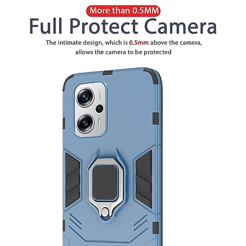 Image of Pikkme Redmi K50i 5G Back Cover | D5 Tough Armor Bumper | 360 Protection Case | Ring Holder Stand Case for Redmi K50i 5G (Blue)
