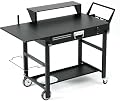 Grill Cart for Blackstone 22 Inch Griddle, 31" Tall Foldable Outdoor Griddle Table with Wheels, BBQ Prep Station with Side Shelf, Bar Top Shelf & Lower Storage