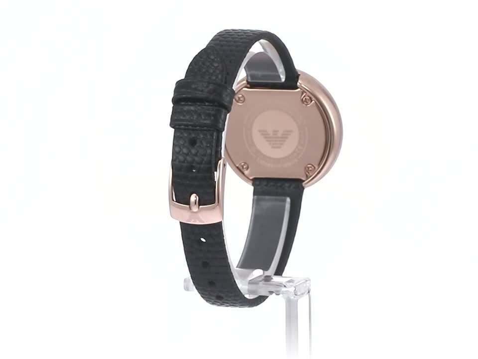 Amazon.co.jp: Emporio Armani 二針 ブラックレザーウォッチ