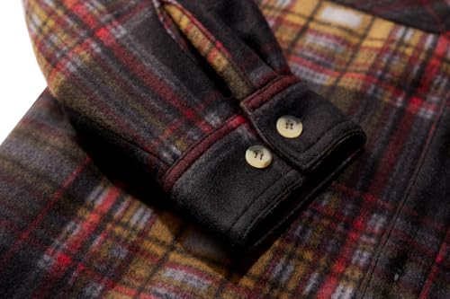 Image of TanBridge Men's Cotton Plaid Shirts Jacket Full Zip Fleece Flannel Sherpa Lined Hoodies Heavyweight Hoodies Jacket for Men