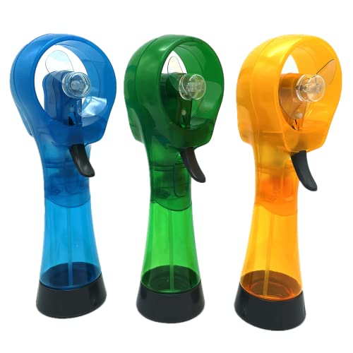 Image of BJPEY Water Misting Fans Portable Personal Handheld Spray Fan Cooling Outdoor Cooler, Pack of 3 (Blue /Green /Yellow)
