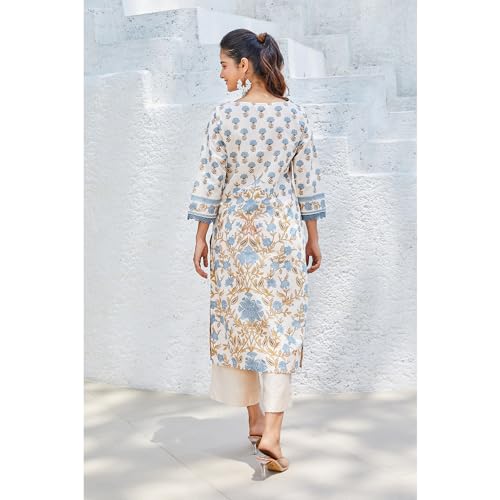 Image of BIBA Floral Women Cotton Straight Printed Kurta
