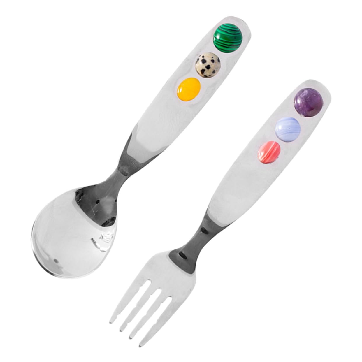 Unomor Long Fork Cake Spoon Set 304 Stainless Steel Non-bendable Elegant Design for Appetizers Salads