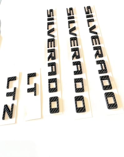Image of 4pack for Silverado Plus LTZ /LT Emblems 2019-2025 3D Letters Badges Compatible with Silverado (Carbon Fiber)