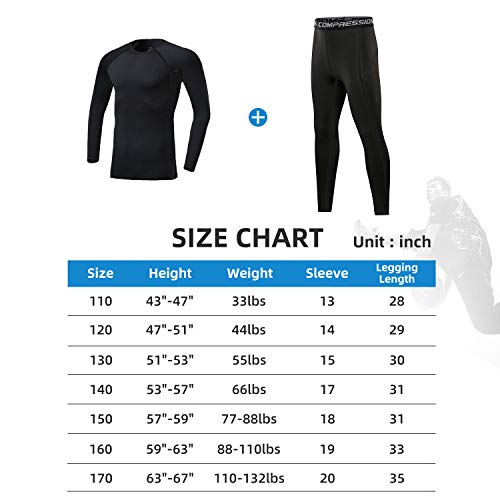 Image of 2 /3 /4 Pcs Boys Girls Base Layer Athletic Compression Leggings and Shirts Thermal Underwear Set Running Pants Tights