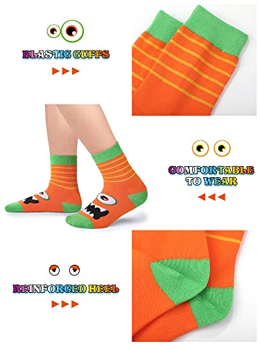 Jinei 6 Pairs Boys Monster Pattern Socks Kids Toddler Funny Crazy Cotton Crew Socks Novelty Christmas Gift Party Favors3