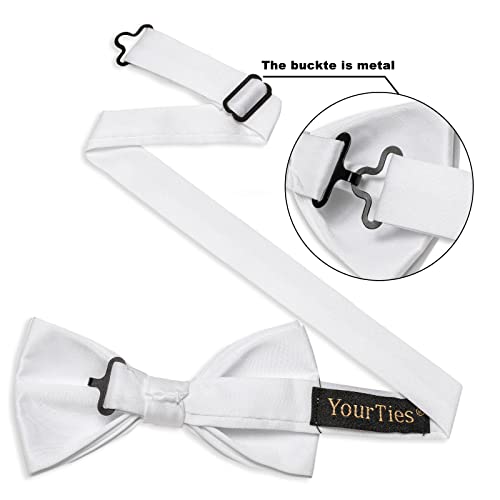 Image of YourTies Bow Ties for Men Pretied Bowties Solid Color Satin Bow Tie Formal Business Tuxedo Wedding Party Prom