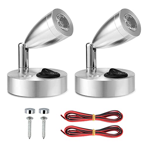 SUPAREE - Luce di Lettura a LED da 12 V, con Interruttore, Luce Calda per Camper, Caravan, Barca, Luce LED da Interni (2 pz+2 pz Cavo di Estensione)