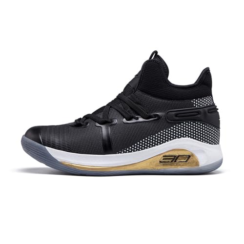 Hixingo Zapatillas de Baloncesto Hombre, Basketball Shoes Adulto Deportivas Zapatillas Running Deportivas Antideslizantes, N° 30 Unisex Transpirable Sneakers de Correr (Negro,43)