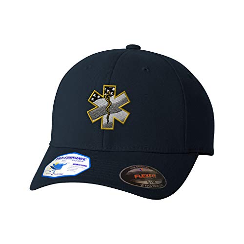 Flexfit Hats for Men & Women Paramedic EMT Embroidery Polyester Dad Hat Baseball Cap Dark Navy Design Only Small Medium