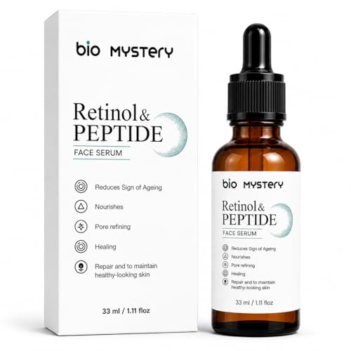 Image of Retinol & Peptide Face Serum | Advanced Anti-Aging Booster for Fine Lines, Sun Spots, Hyperpigmentation & Uneven Tone | 33 ml / 1.11 oz | Firming, Brightening & Rejuvenating Skincare Solution
