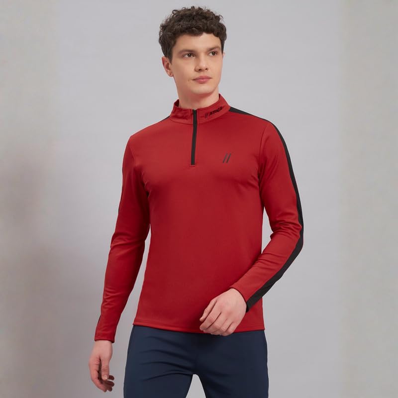 Image of ATICX Polyester Full Sleeve Compression High Turtle Neck Sports Jersey T Shirt for Men - Quick Dry Fit Gym Workout Top for Running, Swimming, Training, Cycling, Football, Badminton