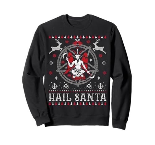 The Church Of Santa Hail Santa Christmas Ugly Sweater Funny Satanic...