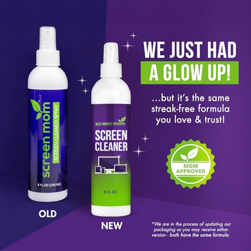Screen Mom Screen Cleaner Kit - Best for LED & LCD TV, Computer Monitor, Phone, Laptop, and iPad Screens ââ‚¬â€œââ‚¬â€œ Includes 8oz Spray Bottle and Large Premium Microfiber Cloth