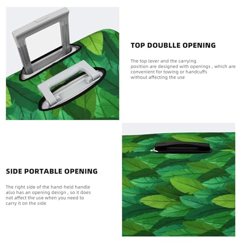 Green Feathers Texture Elastic Travel Luggage Covers Dustproof Scratch-Resistant Suitcase Protector Fit 22-24 Inch3