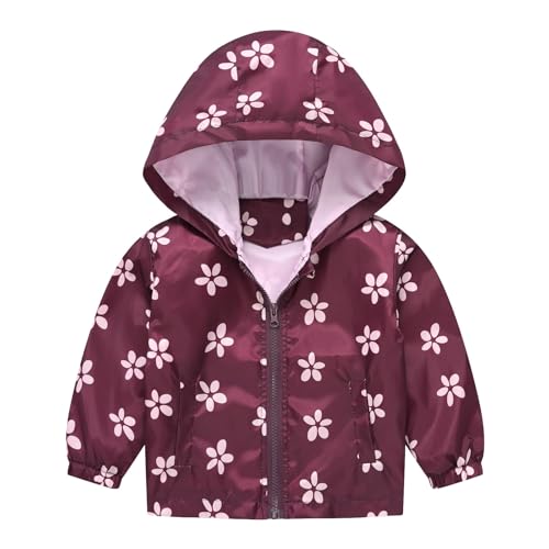 Boys Girls Children Spring Fall Winter Windbreaker Casual Wind Printing Light Fashion Jackets (Red, 4-5 Years)