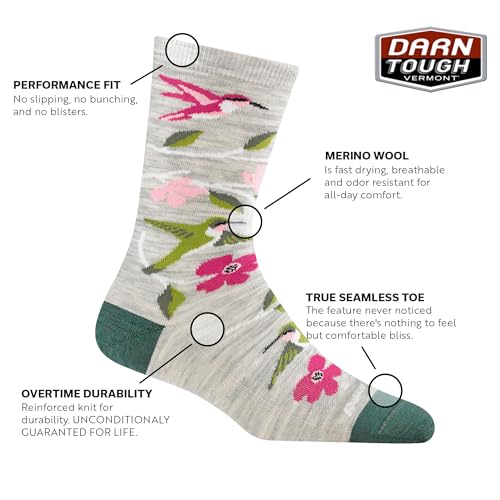 Darn Tough Vermont Birds of a Feather Crew Lightweight Women's Socks - Soft Merino Wool Socks for Women, Style 61212