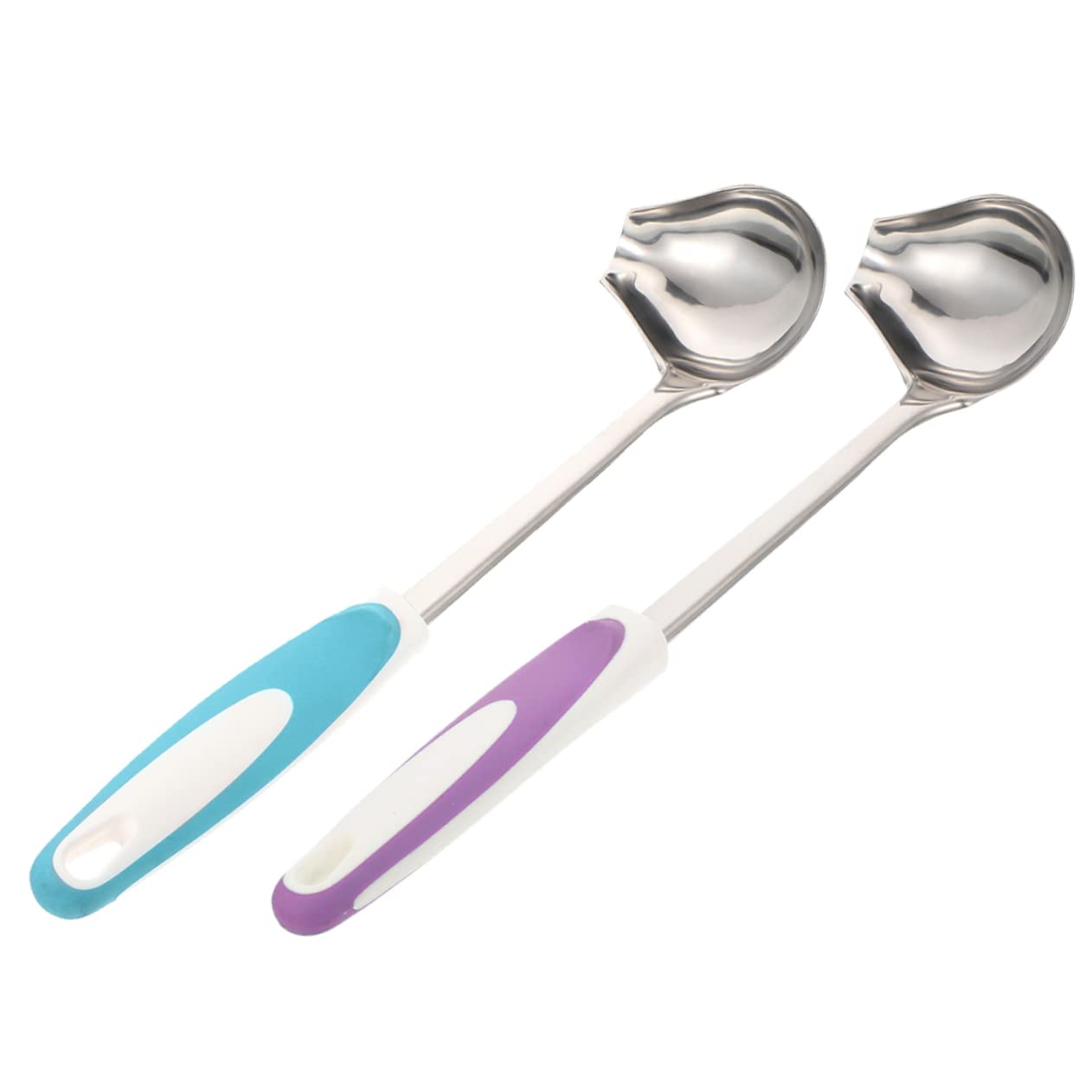 BESTYASH 2Pcs Stainless Steel Gravy Dressing Spoon Non Slip Spout Design for Easy Pouring Kitchen Supply for Sauces and Dressings