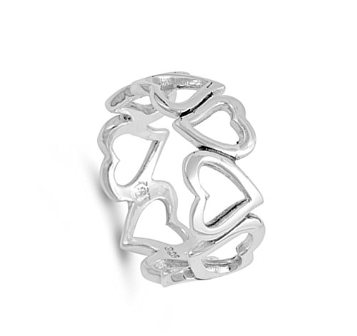 High Polish Heart Eternity Purity Promise Ring Sterling Silver Band Sizes 5-102
