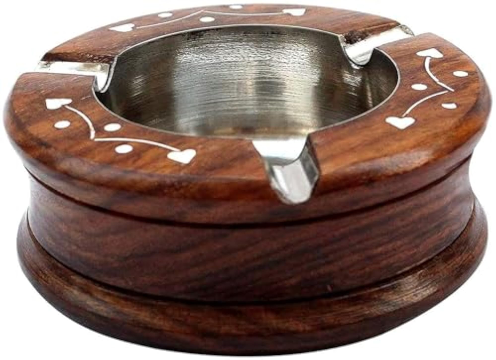Vintage Wooden Round Circular Shaped Ashtray, Sheesham Wood Gift