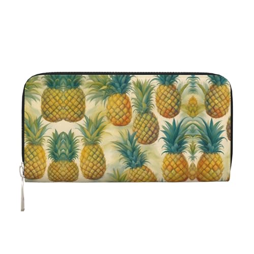 Pineapple Print Womens Wallet, Ladies Credit Card Holder, Phone Wallet Purses, Long Clutch Hand Bag