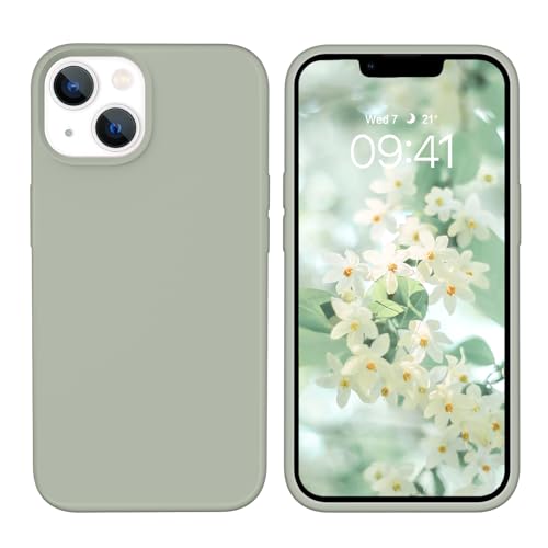 Cover in Silicone per iPhone 13, Semi-rigida con Finitura Soft-touch - Verde Smeraldo - Italiano