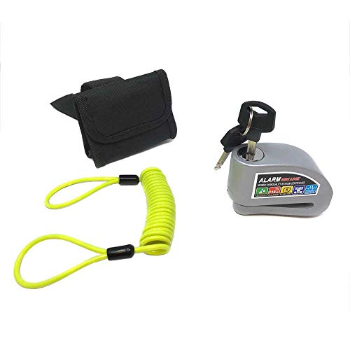 MYK Motorcycle Scooter Disk Lock Alarm Loud 110DB. Anti Theft Security System (6mm PIN) Includes 4 Feet Reminder Cable