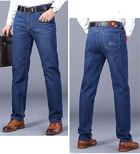 Andongnywell Men's Straight Stretch Motion Denim Pants Thick Stretch high Waist Straight Leg Jeans Trousers4