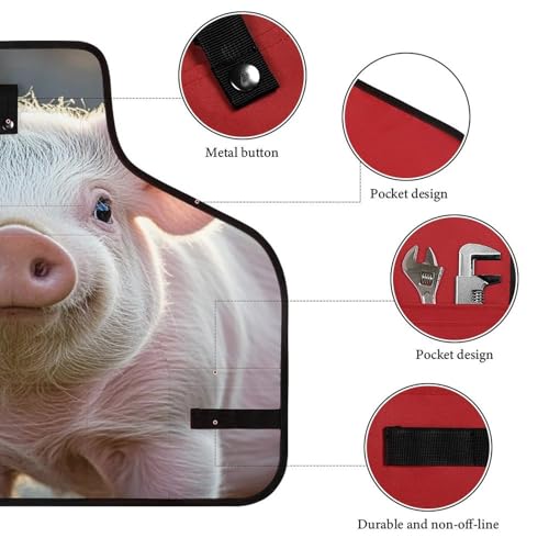 Delantal de trabajo Cute Pig con bolsillos y ajuste miniatura 3