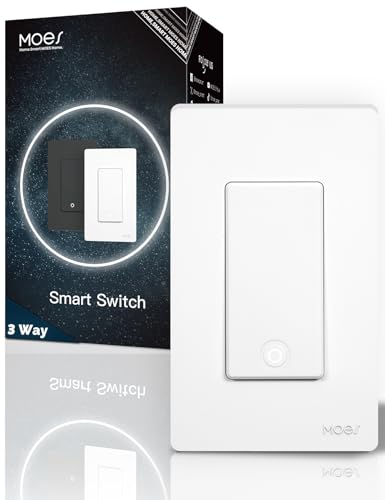 MOES Zigbee 3 Way Light Switch 1 Gang Smart Wall Switches Single Pole Require Neutral Wire Support Remote Control Compatible with Alexa/Google Assistant