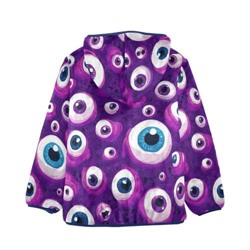 Purple Eyes on Seamless Toddler Fleece Jacket Girl Boys Hooded Fleece Jacket Coat Warm Outwear Zip-up 3-10T2