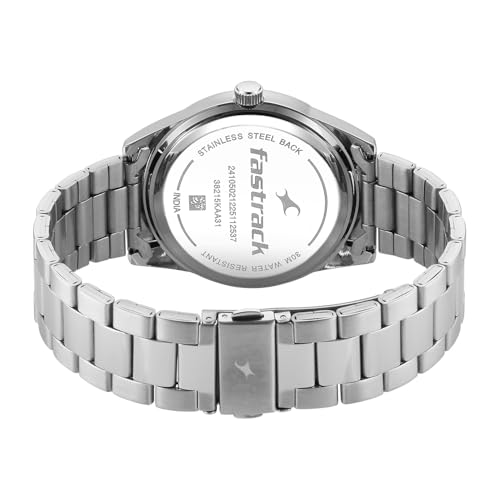 Image of Fastrack Stunners XI with Quartz Analog Dark Purple Dial Silver Stainless Steel Strap Watch for Men - 38215KM02
