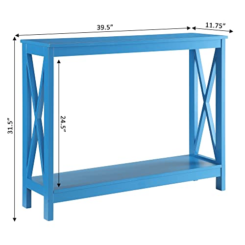 Convenience Concepts Oxford Console Table 39.5" - Sofa Table with Storage Shelf, Transitional Entryway Hall Table for Living Room and Bedroom, Display Foyer Table, Teal Blue - Image 3