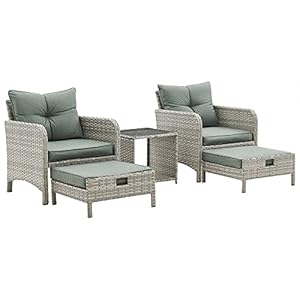 Grey Rattan Garden Furniture Set Outdoor...