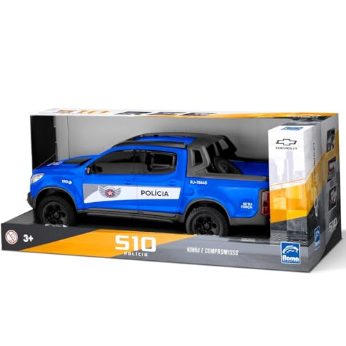 Brinquedo Realista Roda Livre Carro Caminhonete Pick-up S10 Carrinho Polícia Militar São Paulo (Azul