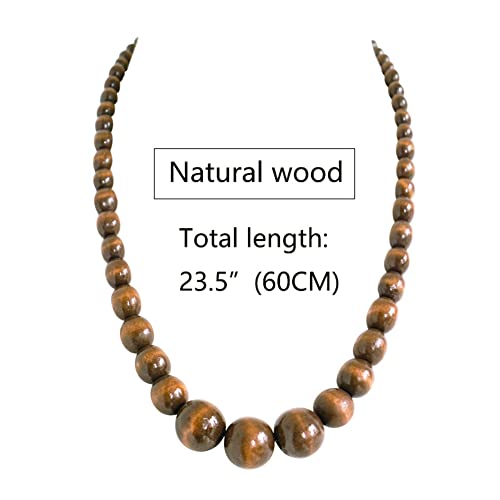 Xianli Wang Natural Wood Beads Necklace for Men Women Wooden Chain Unisex Chunky Bead Necklaces4