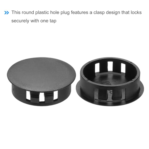 Image of MECCANIXITY 100PCS 30mm(1 3 /16 inch) Black Plastic Hole Plugs, Flush Type Panel Hole Plugs Insert End Caps for Locking Hole Tubes Furniture Cabinet