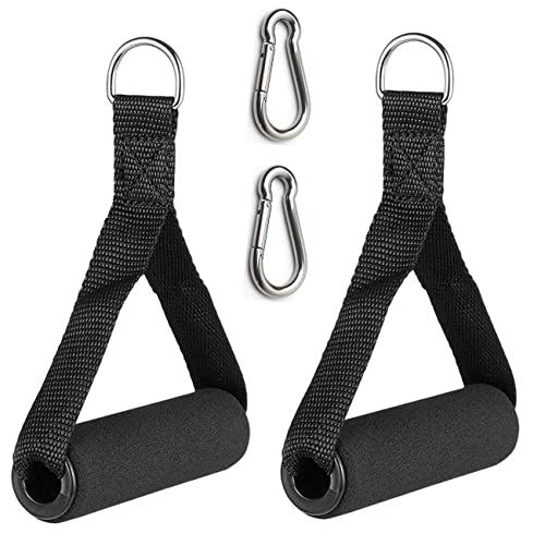 KARLOR 2 Stück Einhandgriff für Widerstandsbänder,Trainingshilfen Widerstandsbänder Krafttraining Zubehör mit 2 Karabinerhaken für Fitnessbänder Trizeps Trainings Rope Yoga Stretch