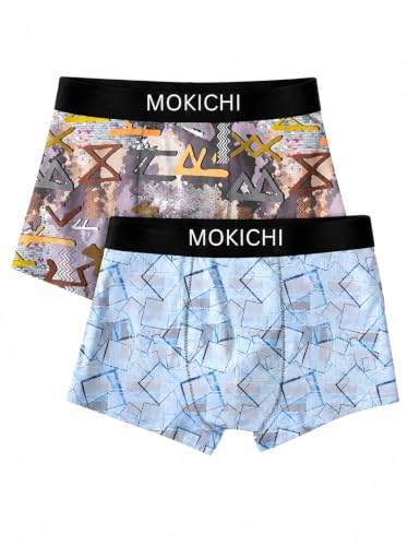 Image of Men's Printed Trunks, Pack of 2 | Abstract Geometric Design | Stretchable Elastic Waistband | Comfortable Regular Fit Underwear