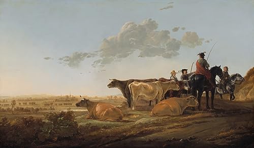 Tableau paysage avec bergers Aelbert Cuyp grand poster art mural chambre 60x90cm