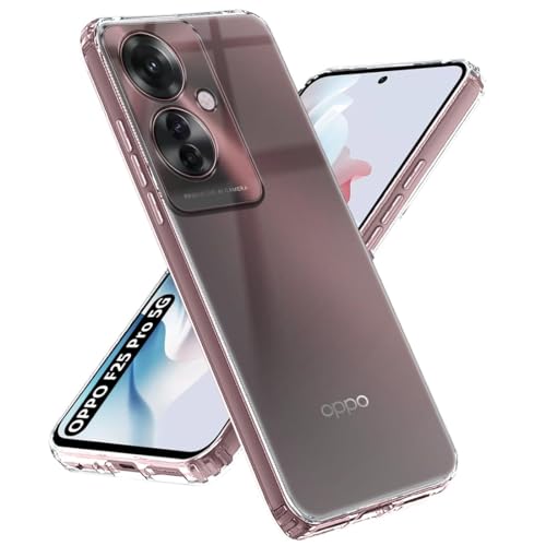 Image of Fashionury Crystal Clear Case for Oppo F25 Pro 5G | Yellowing Resistance | Transparent TPU Silicone | Raised Camera Lips | Slim Transparent Cover