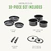 GreenLife 10 Piece Nonstick Pots & Pans Set, Detachable Handle & Stackable Cookware Set, Non Toxic PFAS-Free Skillets, Induction Kitchen Pans, Space Saving, Serving Bowls, Oven Safe, Granite Black #2
