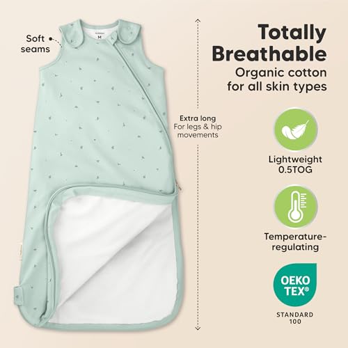 Image of 2-Pack Organic Baby Sleep Sacks, 100% Cotton 0.5TOG (Bunnies, 0-6M) | Soft Breathable, Baby Wearable Blanket, Toddler Sleeping Sack 0-6 Months, Easy to Wear Transitional Swaddles for Newborns