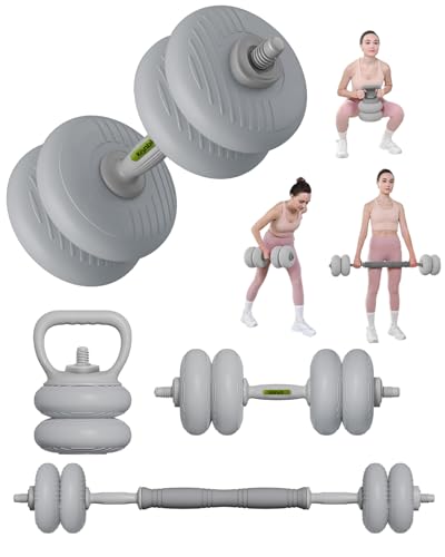 Image of kisnbld Adjustable Dumbbell Set, 35 /45 /62LBS SoftShell Weight Set with Connector 4-IN-1 Dumbbell Set Used as to Barbell & Kettlebell for Home Gym, Fitness Exercise for Men Women Beginners