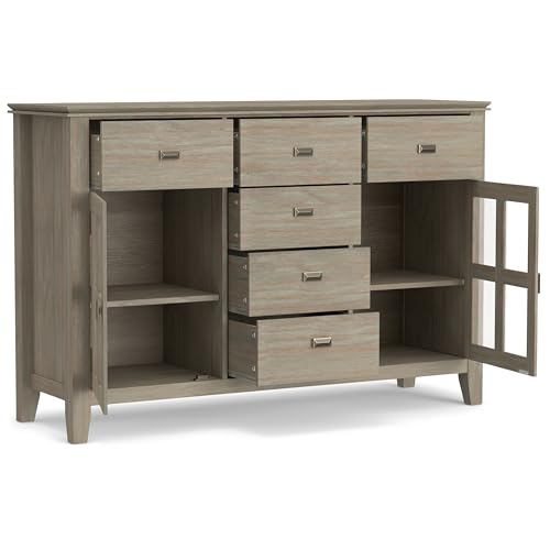 SIMPLIHOME-Artisan-Solid-Pine-Wood-54-inch-Transitional-Sideboard-Buffet-Credenza-in-Distressed-Grey-features-2-Doors-6-Drawers-and-2-Cabinets-with-Large-storage-spaces SIMPLIHOME Artisan Solid Pine Wood 54 inch Transitional Sideboard Buffet Credenza in Distressed Grey features 2 Doors 6 Drawers and 2 Cabinets with Large storage spaces