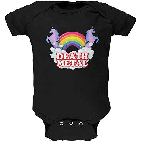 Death Metal Rainbow Unicorns Soft Baby One Piece Black 0-3 M
