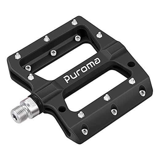 Puroma Mountain Bike Pedal Nylon Fiber Non-Slip 9/16 Inch Bicycle Platform Flat Pedals for Road Mountain BMX MTB Bike (Black)