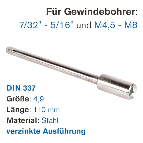 Profi-Gewindebohrerverlängerung Vierkant 4,9 mm, M4,5-M8