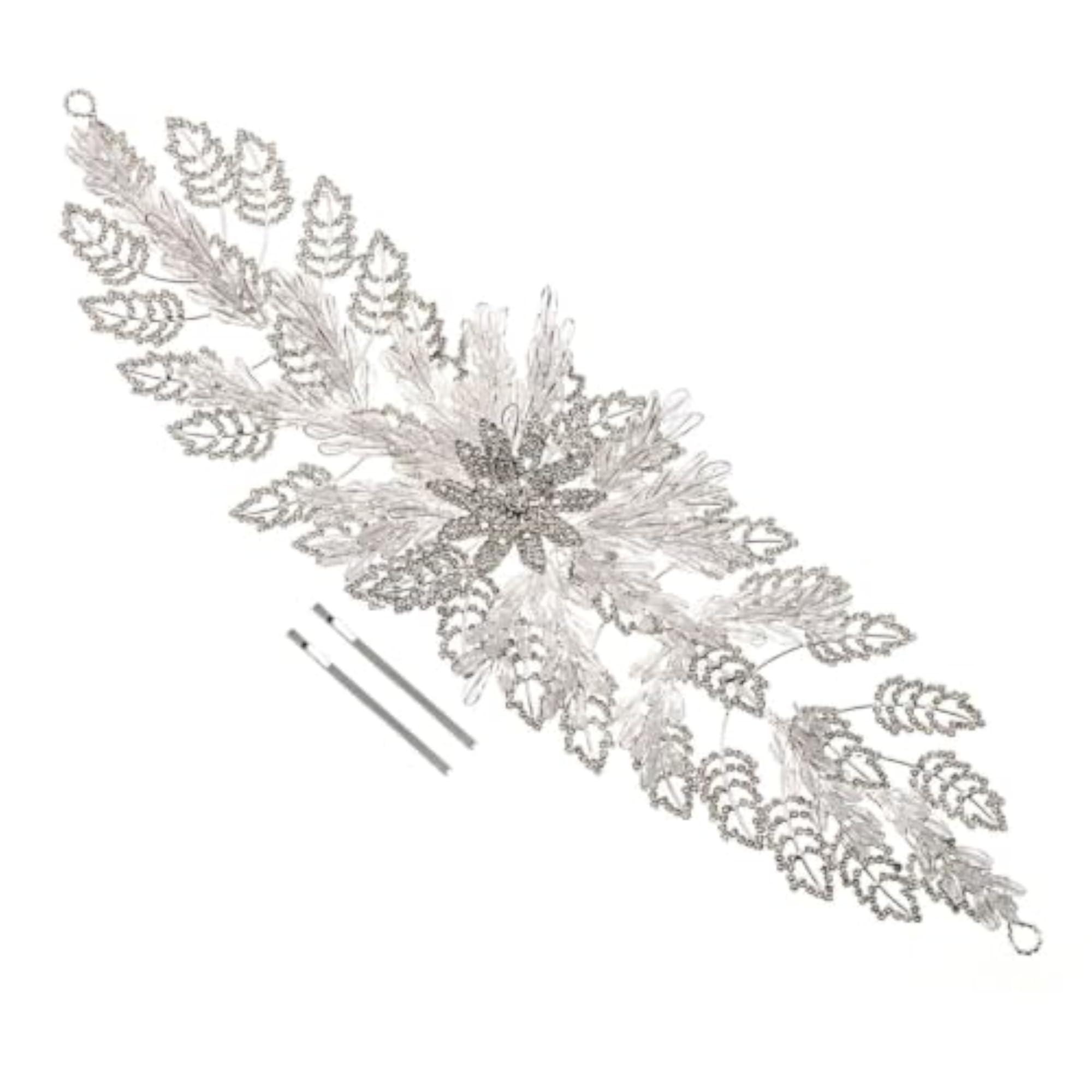 Rhinestone Floral Bridal Hair Vine with Pins