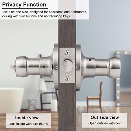 image for Knobonly 10 Pack Satin Nickel Door Lever Privacy Door Handles, Stainle